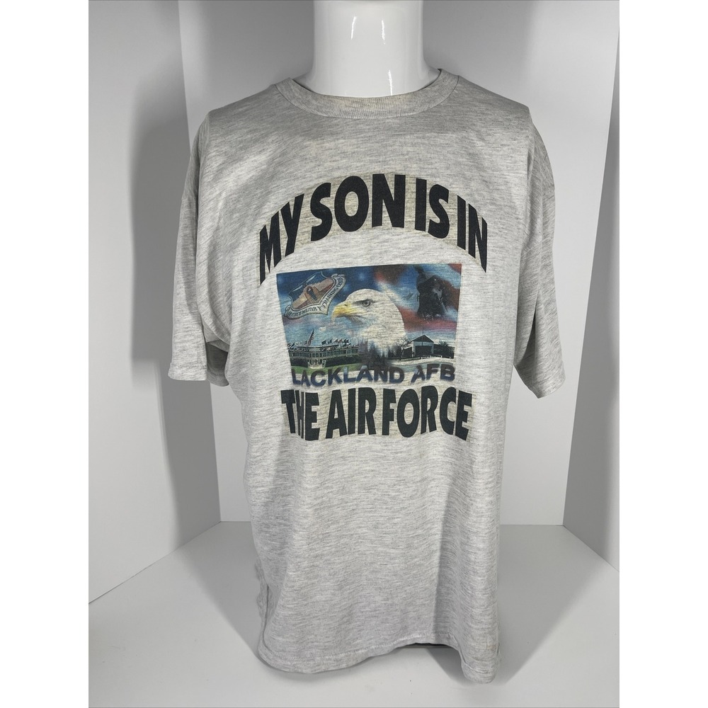 Vintage MY SON IS IN THE AIR FORCE Lackland AFB Tshirt Proud Parent‎ Military XL